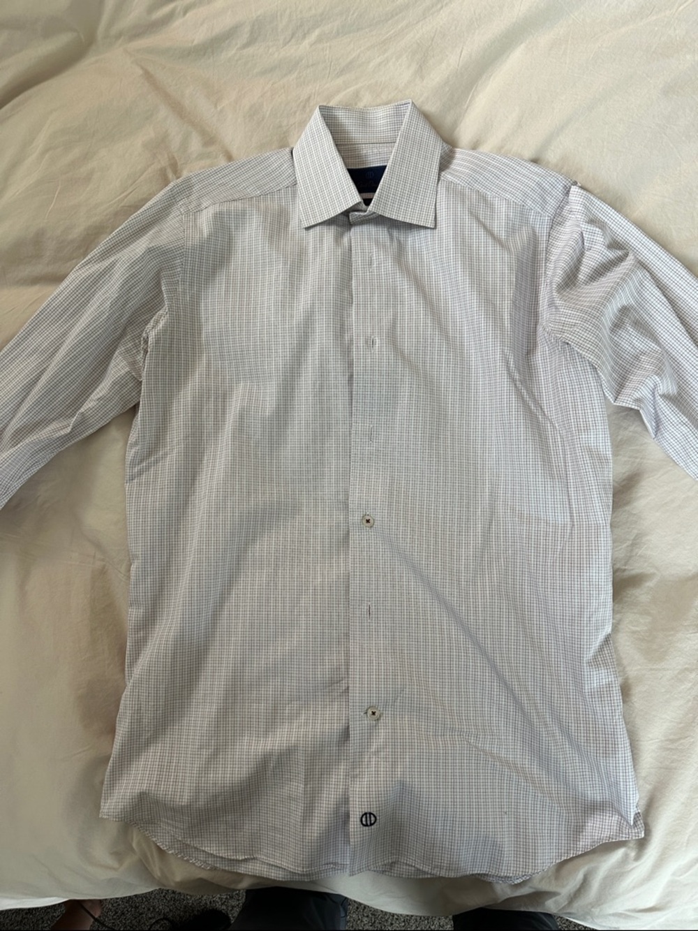 Men's Light Blue Check Dress Shirt
